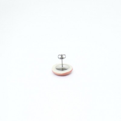 【美濃焼】ピンクむらタイルピアス(直径15mm)