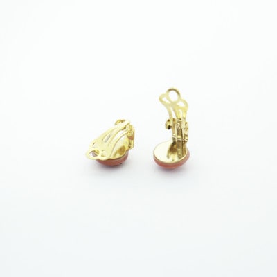 【美濃焼】ピンクむらタイルイヤリング(直径10mm)