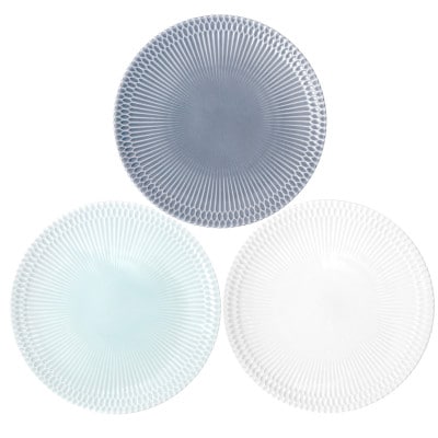 【2枚SET】美濃焼 さざなみ 24丸皿 青白 24.2×3cm 520g 小田陶器