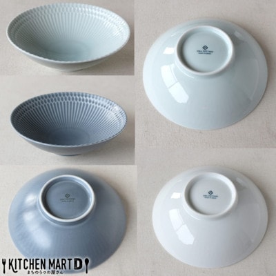 【2枚SET】美濃焼 さざなみ 18鉢 青白 18.3×5.4cm