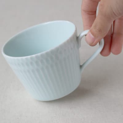 【2客SET】美濃焼 さざなみ8.5カフェカップ&ソーサー(13皿)  青白 200cc