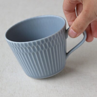 【2客SET】美濃焼 さざなみ 8.5カフェカップ&ソーサー(13皿) ブルーグレー 200cc