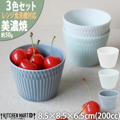 【3色SET】美濃焼 さざなみ 8.5猪口カップ 200cc 8.5×6.5cm