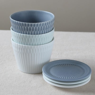 美濃焼 さざなみ 【3色】8.5猪口カップ&小皿SET 200cc