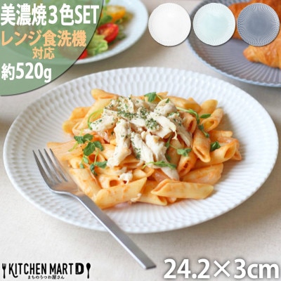 【3色SET】美濃焼 さざなみ 24丸皿 24.2×3cm 520g 小田陶器