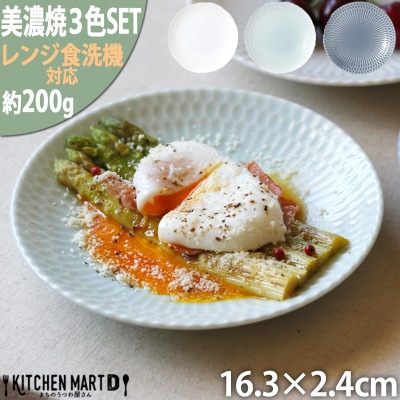【3色SET】美濃焼 さざなみ 16皿 16.3×2.4cm 200g