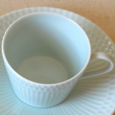 【2枚SET】美濃焼 さざなみ 8.5カフェカップ 青白 200cc