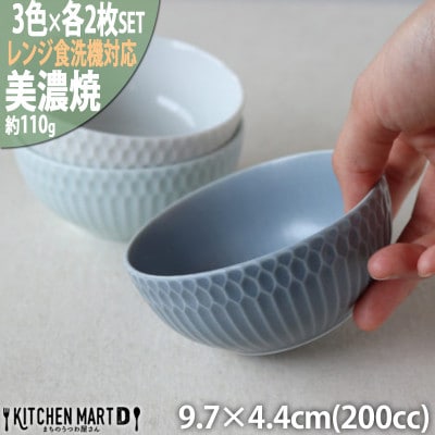 【3色×各2枚SET】美濃焼 さざなみ 10小鉢 9.7×4.4cm 200cc ボウル