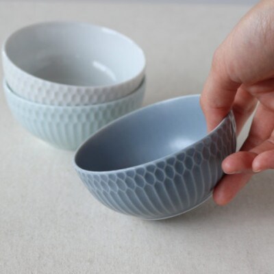 【4枚SET】美濃焼 さざなみ 10小鉢 青白 9.7×4.4cm 200cc ボウル