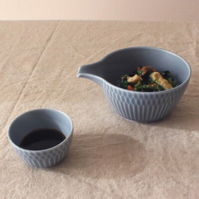 【4個SET】美濃焼 さざなみ お猪口 ブルーグレー 50cc 6×3.2cm 小田陶器