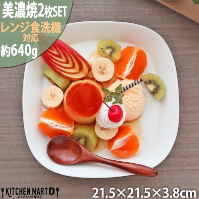 美濃焼 プレーリー  ホワイト 【2枚SET プレートのみ L 21.5×3.8cm】 小田陶器