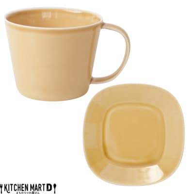 美濃焼 プレーリー マスタード 【2客SET カップL&プレートSセット 260cc】 小田陶器