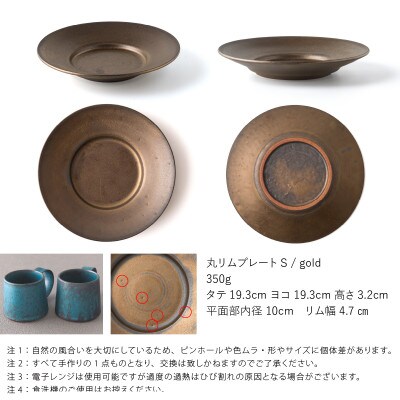 恩田陽子 リムプレート 皿 S ゴールド 19.3cm 美濃焼