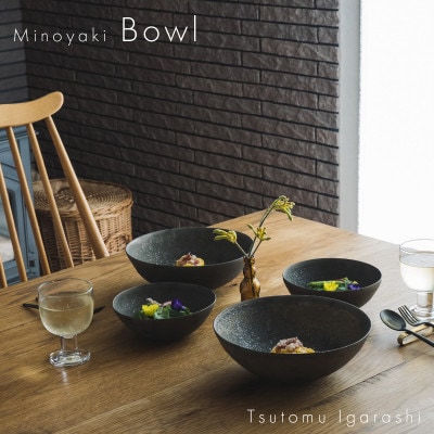 【2サイズ×各2枚SET】五十嵐務 鉢 ブロンズ釉 美濃焼 陶芸作品