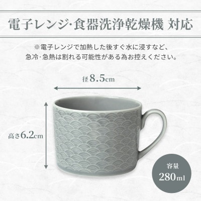 【美濃焼】吉祥 8.5切立カップ 青海波 2個セット 小田陶器