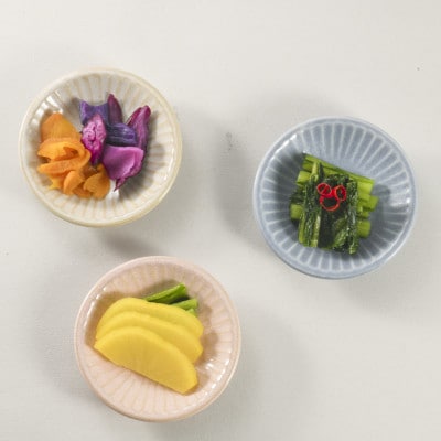 【美濃焼/みずなみ焼】しのぎプレートS・小皿3枚セット　おふけグリーン