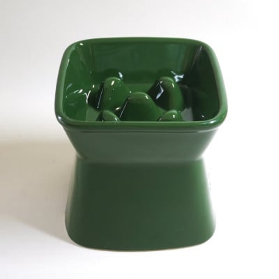 美濃焼　陶器製ペット用フードボウル【高台傾斜カラーフードボウル/グリーン】【pet166】