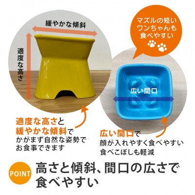 美濃焼　陶器製ペット用フードボウル【高台傾斜カラーフードボウル/トルコブルー】【pet166】