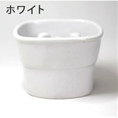美濃焼　陶器製ペット用フードボウル 名入れ 早食い防止 スタンプ 高台 【大】ホワイト