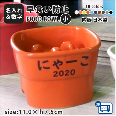 美濃焼　陶器製ペット用フードボウル【名入れ name&number 早食い防止 高台 小】