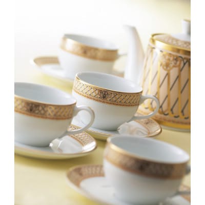 ドンチーベージュ　ポット付コーヒー椀皿6客セット