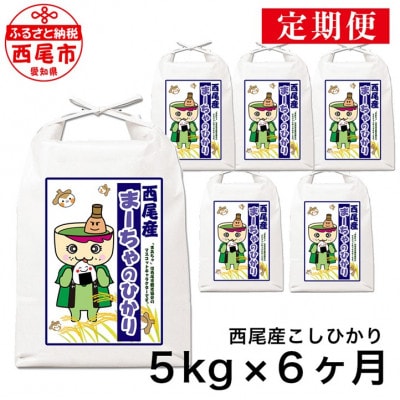 【定期便】【令和7年産】西尾のお米＜こしひかり＞5kg×6ヶ月・K201-108