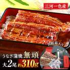 三河一色産うなぎ蒲焼　大サイズ2尾　無頭(1尾約155g)・M044-19