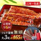 【定期便】三河一色産うなぎ蒲焼　大サイズ無頭3尾入り×6回(毎月)・M118
