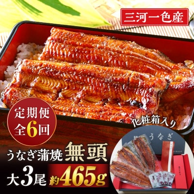 【定期便】三河一色産うなぎ蒲焼　大サイズ無頭3尾入り×6回(毎月)・M118