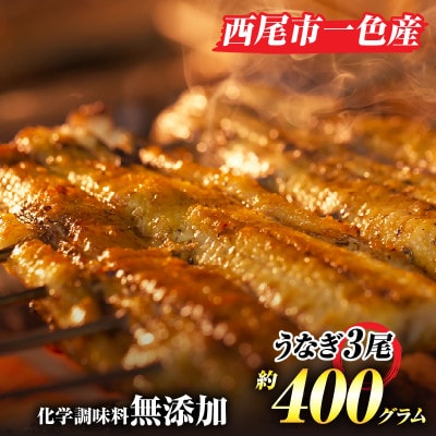 手焼き　三河一色産うなぎ蒲焼3尾(約400g)無頭国産・A130-22