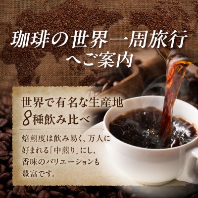 珈琲で世界一周!世界の珈琲　ギフトボックス入り[8種800g(1種100g×8個)]・F034