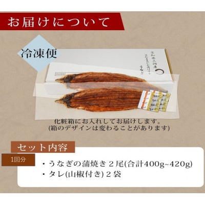 【定期便】三河産うなぎ「超特大蒲焼き2尾」×6回(隔月1回　1年間)・A133-114