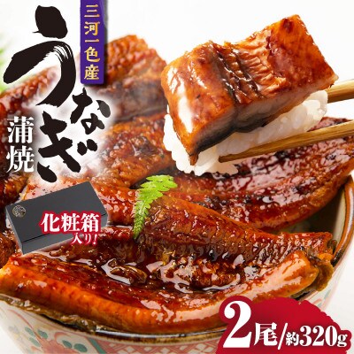 三河一色産うなぎ蒲焼 2尾(約320g)化粧箱入・O061