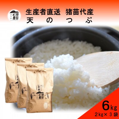 令和6年産  天のつぶ 6kg(2kg×3袋) 白米 精米 生産者直送