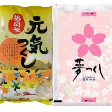 【令和4年産】福岡県産米食べ比べ＜無洗米＞「夢つくし」と「元気つくし」セット　計20kg(大任町)