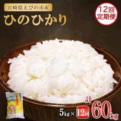 【毎月定期便】えびの産 ひのひかり 5kg全12回