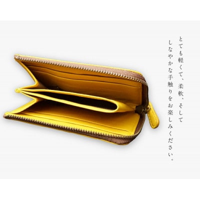 シカ革　片マチ札入れ(黄色)