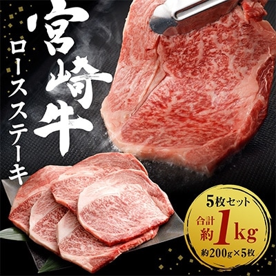 宮崎牛ロースステーキ 1kg(200g×5枚)
