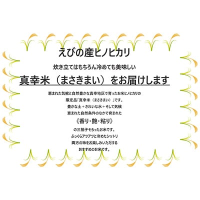 【毎月定期便】宮崎県えびの市産ヒノヒカリ 真幸米 5kg　全6回