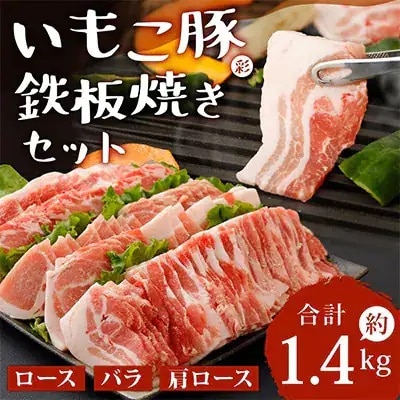 【毎月定期便】えびの市発(彩)いもこ豚鉄板焼セット(1.4kg)全3回