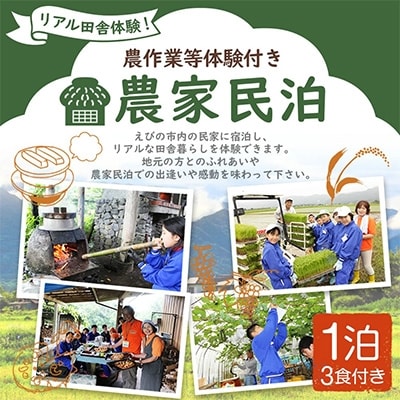 【リアル田舎体験!】農家民泊　農作業等体験付き(1泊3食付き)