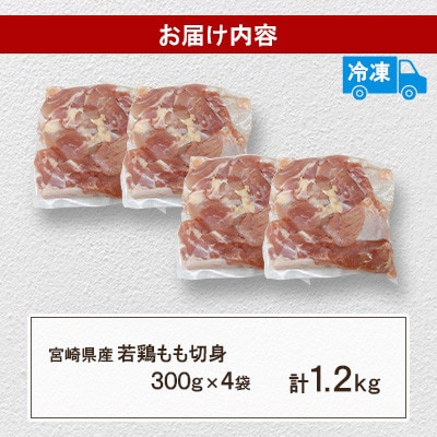 宮崎県産 若鶏もも切身 1.2kgセット (300g×4袋)