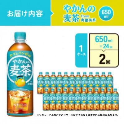 【毎月定期便】やかんの麦茶 from 爽健美茶 PET 650ml 24本1ケース(えびの市)全2回