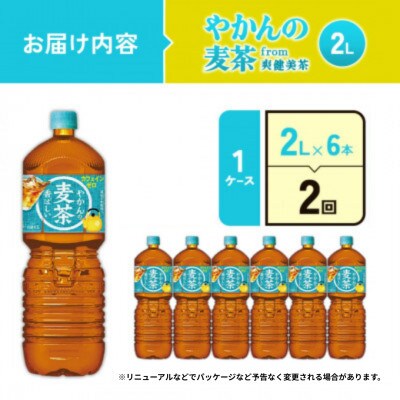 【毎月定期便】やかんの麦茶 from 爽健美茶 PET 2L×6本(1ケース)(えびの市)全2回