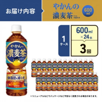 【毎月定期便】やかんの濃麦茶 from 爽健美茶PET 600ml×24本1ケース(えびの市)全3回