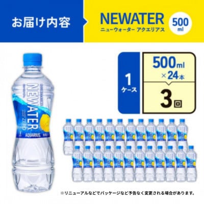 【毎月定期便】アクエリアス ニューウォーター 500ml×24本(1ケース)(えびの市)全3回