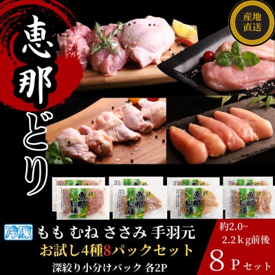 恵那どり お試し4種8パックセット(冷凍)