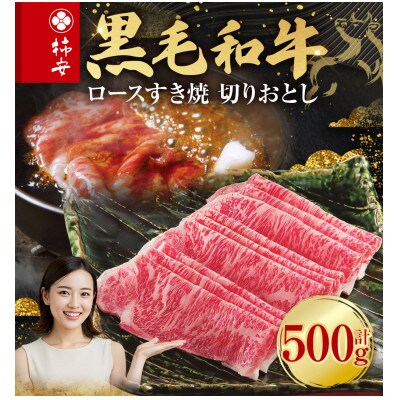 柿安本店 黒毛和牛 ロースすき焼 切りおとし 500g 黒毛和牛　b_41