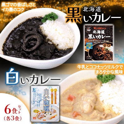 各賞受賞*【北海道産食材使用】黒いカレー(イカ入)&白いカレー(ホタテ入)6食セット