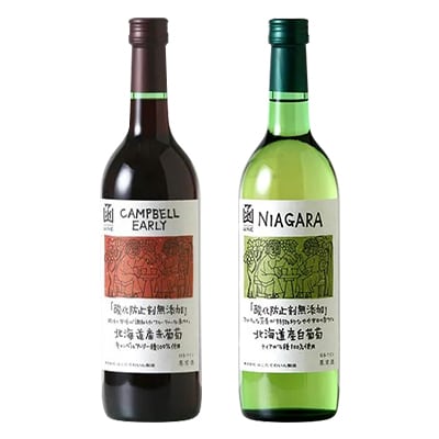 酸化防止剤無添加ワイン　飲み比べセット　6本(キャンベルアーリー3本・ナイアガラ3本)